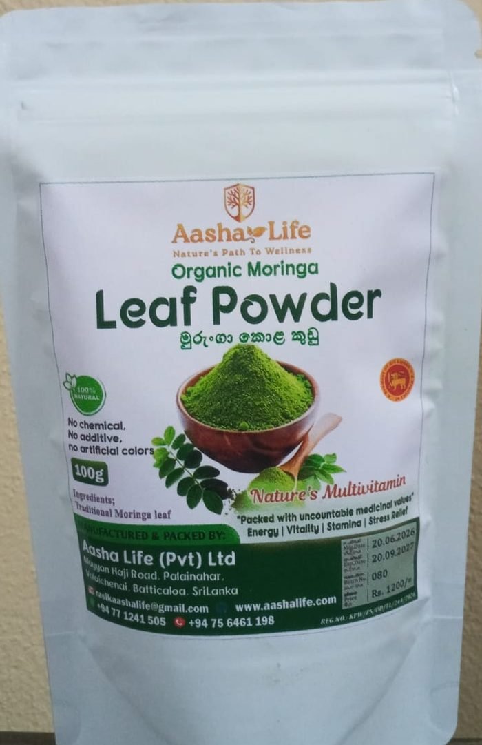 Aasha Life Organic Moringa Leaf Powder, 100g retail pack